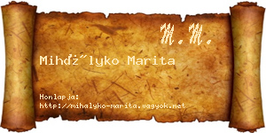 Mihályko Marita névjegykártya